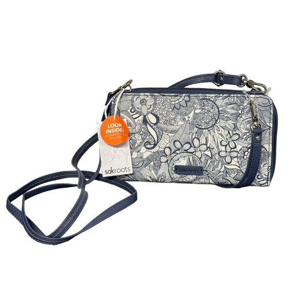 Sakroots Women’s Olympic Smartphone Crossbody Floral Wristlet Wallet Blue NEW - Picture 2 of 6